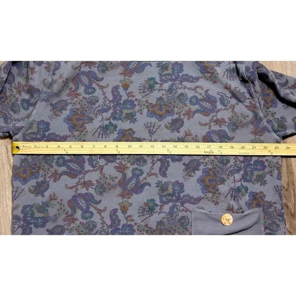 Color Me Cotton CMC Mock Neck Terry Top Floral Pattern Pocket Button Pullover XL - Picture 7 of 10